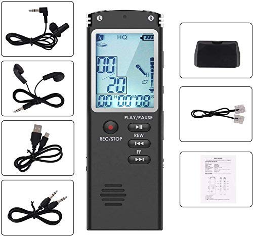 Lychee 8Gb Voice Recorder Usb Rechargeable Dictaphone Lcd Recorder With Speaker Multifunctional Digital Audio And Mp3 Music Player (Black) #TOP7