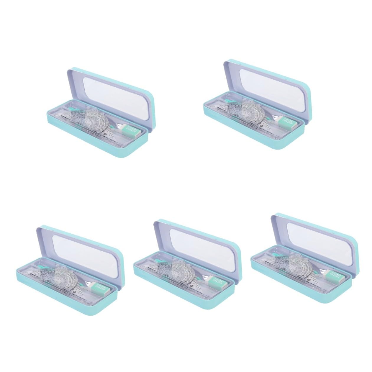 5sets Strumenti Per Disegno Geometrico Compasso e Righello Professionale Per Matematica Kit Pratico Per Scuola Media e Attività Scolastiche Scatola Finestra