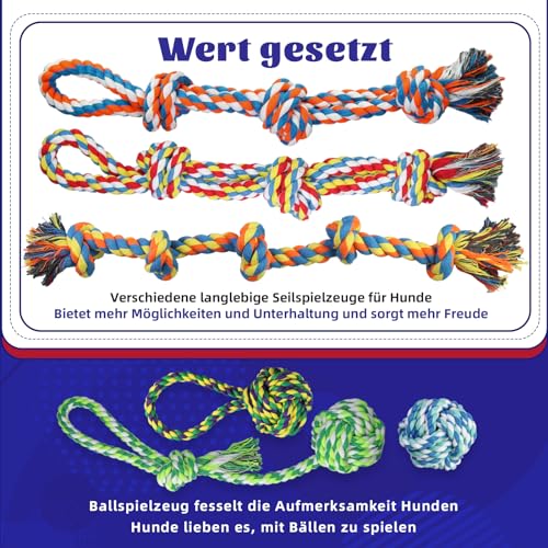 8PCS Hundespielzeug für Große und Mittelgroße Hunde - Robustes Seil für Aggressive Kauer, Zahnspielzeug, Beißspielzeug für Welpen, Starkes Tauziehen-Seil