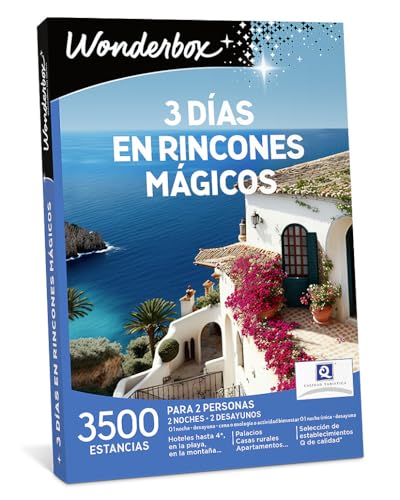 WONDERBOX - Caja Regalo - Tres días en rincones mágicos - 1 o 2 Noches con Desayuno, con Cena, Bienestar o enología en hoteles hasta 4 Estrellas, Resorts, balnearios, hospederías