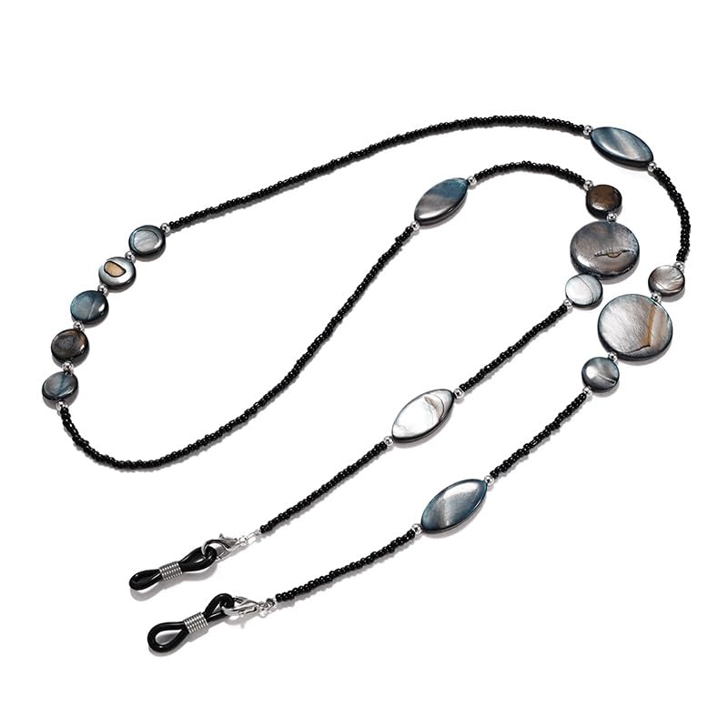 Chaîne de perles pour lunettes de soleil et masque avec pierre ronde naturelle suspendus