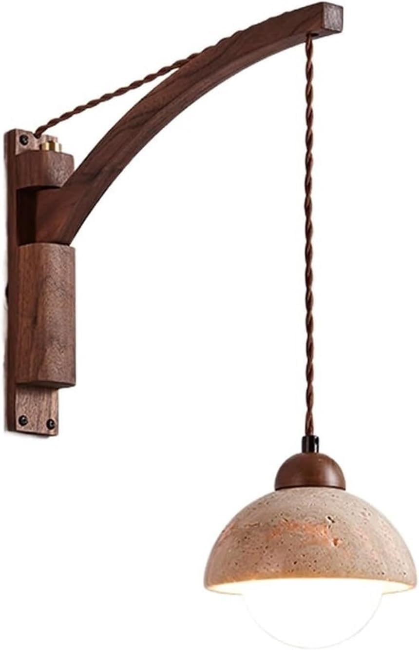 WJJHERRH Vintage Marble Wall Lamp Mount Swing Arm Reading Light Long Adjustable Milk Glass for Bedroom Bedside