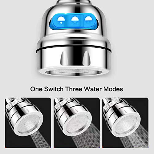 Ikinggle Kitchen Sink Aerators,Faucet Head With Filter 360° Rotatable Sprayer Anti-Splash Faucet Booster Shower Tap Nozzle Jet Diffuser (3 Modes, Shorter Version) #TOP3