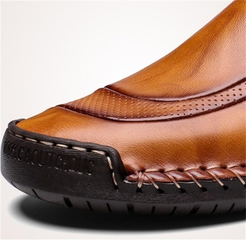 HBJWOV Men's Business Dress Oxford Leather Shoes Retro Slip-on Casual Loafers Shoes Men Comfortable Wide Toe Rubber Non-Slip Sole Work Shoes for Men