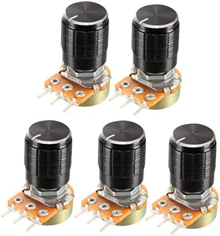 uxcell 5 Pcs 100K Ohm Variable Resistors Single Turn Rotary Carbon Film ...