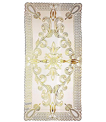 Image of Kuber Industries Table Runner Virgin Vinyl (Soft Fabric) Gold Standard (MKUKITable0058233)