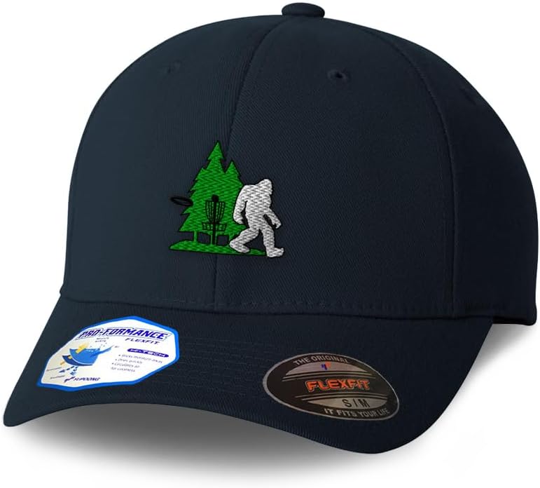 Flexfit Cap for Men & Women Embroidered Disc Golf, Tree and Yeti Embroidery Flexfit Hats Baseball Caps