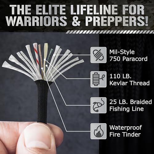 Paracord Titan Survival patenteado 228 - 7,6 m, 30,5 m, 152,4 m e opções de cor - 453,6 kg Paracord