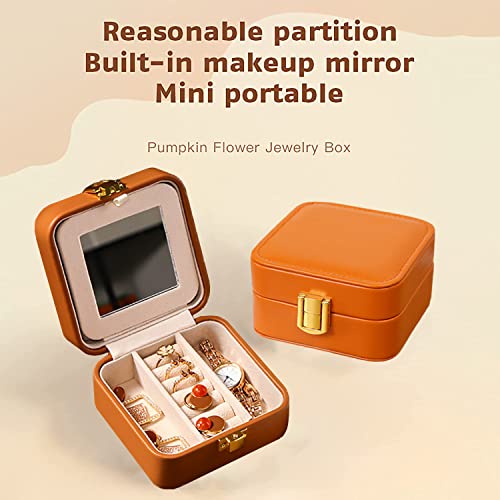 Yihao Small Jewelry Box, Women Travel Case Organizer Boxes Bulk Storage Holder, Portable Mini Jewelry Box Built-In Makeup Mirror For Necklace, Bracelet, Earring, ​Ring,Brown #TOP2