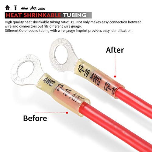 Heat Shrink Connectors - 270 PCS Insulated Electrical Crimp Heat Shrink Wire Connectors, Marine Automotive Copper Butt/Ring/Hook/Fork/Spade Disconnect Terminals Kits, CE SGS ISO Approved.