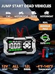 LUCKYDUO Car Battery Jump Starter - 8000A,Car Jump Starter Booster with 160PSI Air Compressor,Emergency Starter for All Petrol and Diesel Vehicles up to 12L Max,Equipped with Outdoor Emergency Kit