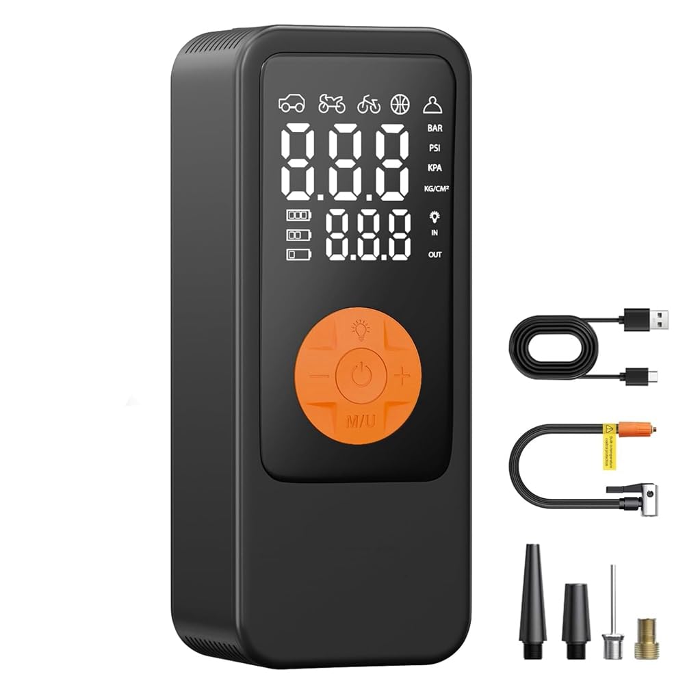 Jnchdghwa As Shown Air Compressor Tire Inflater Inflation Air Pump With Digital Gauge, 150Psi Led Light For Car Bike Motorbike