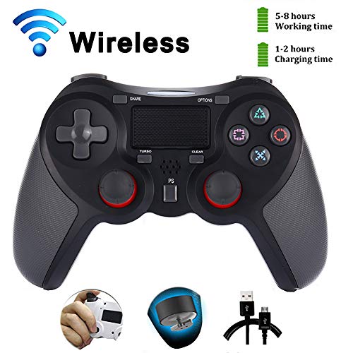 Wireless Bluetooth Gamepads Controller for ps4/ps4 pro with Touchpad Function,Game Joystick with Dual Shock Vibration and Trigger Buttons for Playstation 4 Windows System (Black)
