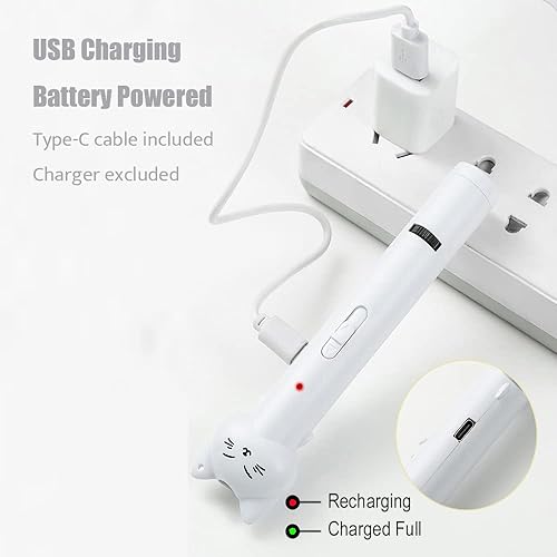 Miniatura 5 de PARTSPOWER Puntero láser interativo para gatos para perseguir, puntero de luz láser roja recargable, herramienta de entrenamiento para gatitos,