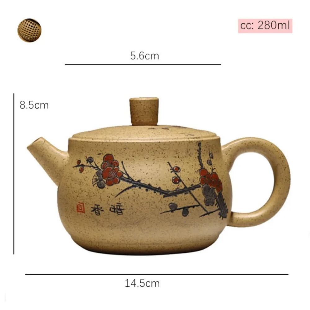 280 ml Fioletowy czajniczek do herbaty, ręcznie malowany, z motywem kwiatu śliwki, zestaw do herbaty Zisha