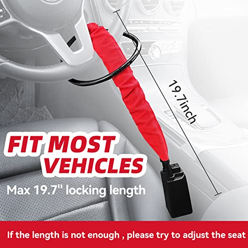 Esploratori Steering Wheel Lock and Seat Belt Anti-Theft Lock with Keys for Car Security - Universal Fit for Most Vehicles, SUVs, Vans, Golf Carts, and Trucks Red - Thumbnail 2