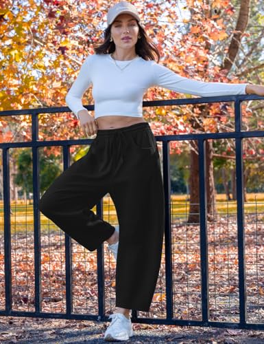 TARSE Women’s Drawstring Sweatpants Loose Fit Pants Casual Wide Leg Pants Cotton Comfy Elastic Waist Joggers with Pockets2