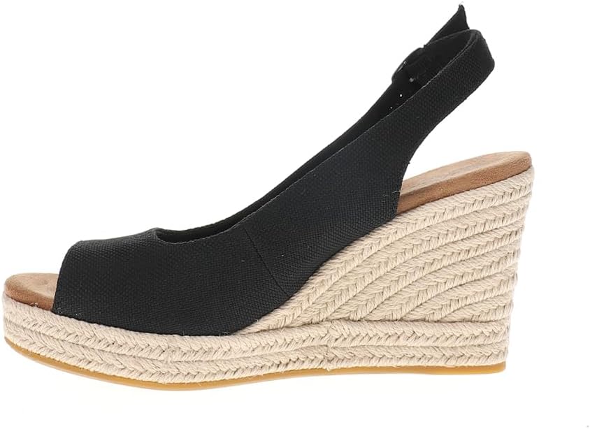 TOMS レディース カミラ エスパドリーユ ウェッジサンダル, ブラック, 23.0 cm