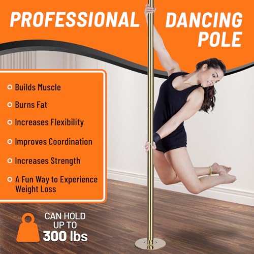Premium Spinning and Static Dance Pole Kit - Portable 45mm Exercise Pole for Club, Party, Home Use - Easy Assembly, Sturdy Steel Construction with Silicone Rubber Protection - Gold by runmaster - Image 8