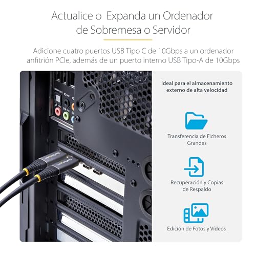 Tarjeta PCIe USB 10Gbps StarTech de alta velocidad para transmisión masiva 3