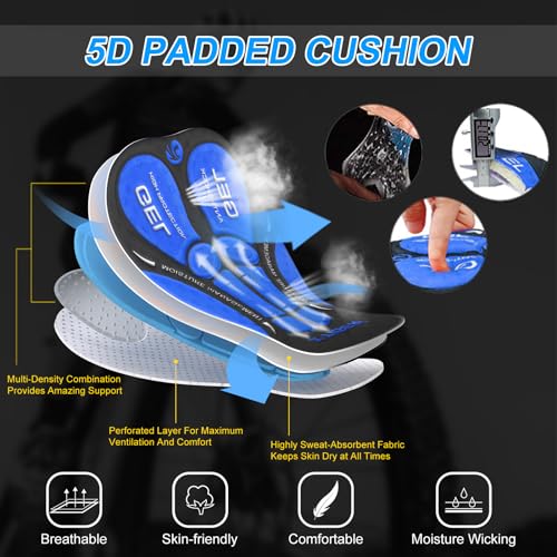 X-TIGER Culotte Ciclismo Hombre 5D Gel Acolchado Ropa Interior de Bicicleta MTB Pantalon Ciclismo Hombre - imagen 5