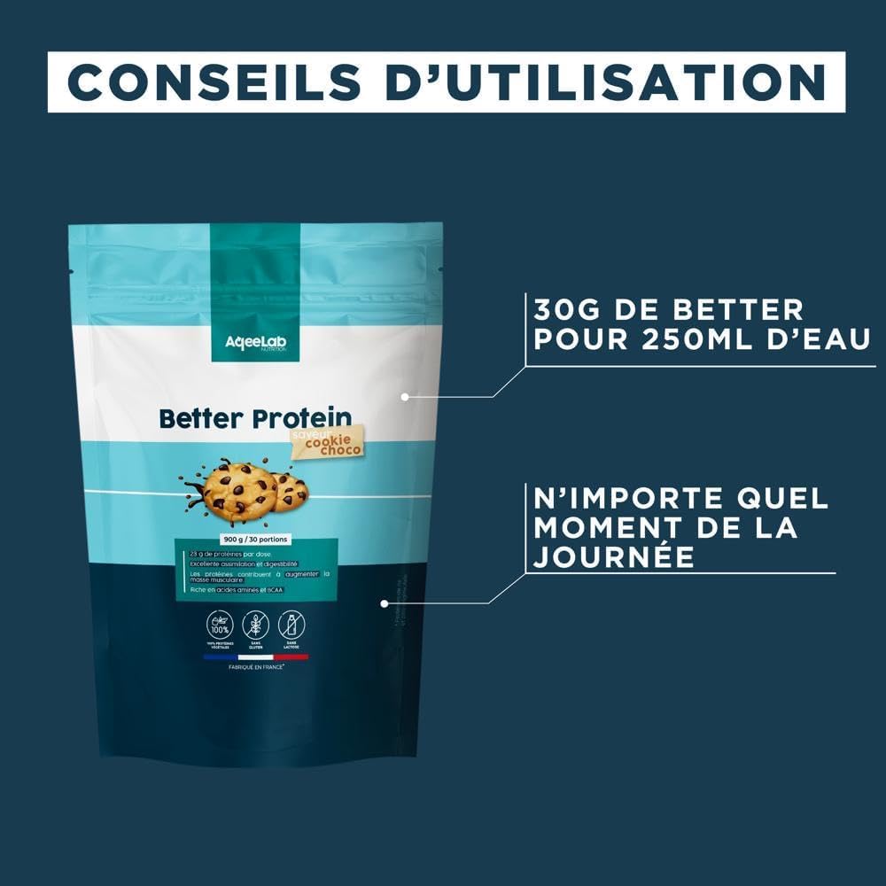 Whey Vegan • Saveur Neutre 900 g • Better Protein • 100% Végétales : assimilation & digestion maximales • Meilleur apport en Protéine • Testé en laboratoire • Made in FR • Eco-responsable • Aqeelab
