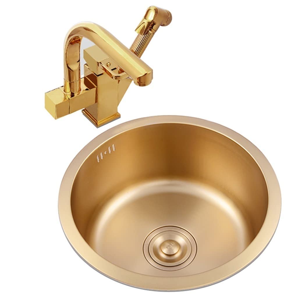 Fregadero de bar oro de acero inoxidable 304 mini seno bajo encimera de lujo para balcones