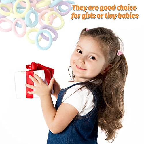 100 Stück Elastisch Haargummis Klein, Baby Haargummis, Soft Baumwolle Mini Haarband, Ohne Metall Haargummis, Pferdeschwanz Inhaber Perfekt für Kinder, Babys, kleine Mädchen, Rosa