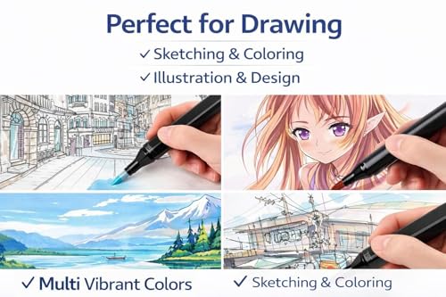 Image of Markers Sketch Pen Set Dual Tip Brush Pens Art Markers for Drawing Dual Tip Art Markers Set Chisel & Fine Colour Marker Set Markers Sketch Marker Drawing Marker (60 Color)