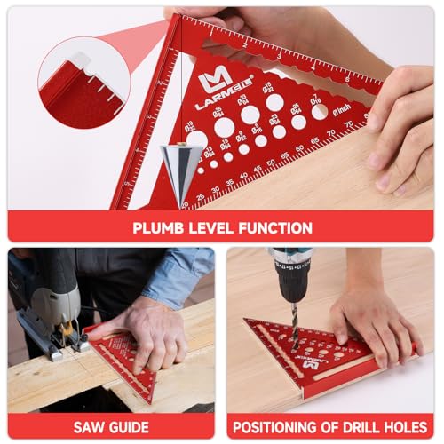 Larmeil HOSQR-7-RD Carpenter Square 7 Inch Rafter Square Tool Carpentry Squares thumb #3