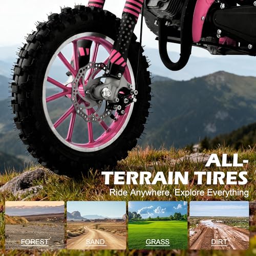 Image of 50cc Dirt Bike, 2 Stroke Gas Mini Bike for Kids 8-15 with Front Rear Disc Brakes