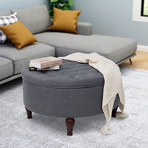 MAYPEX 32’’ Ottoman Indoor Tufted Round Storage Ottoman Coffee Table