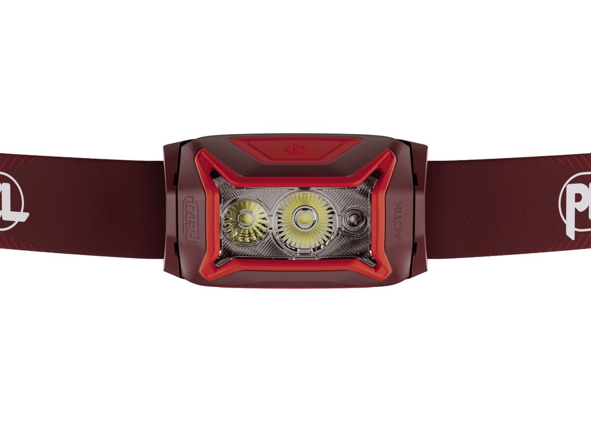 PETZL - ACTIK Stirnlampe – drei Beleuchtungsstufen, weiß, grün, 450 Lumen