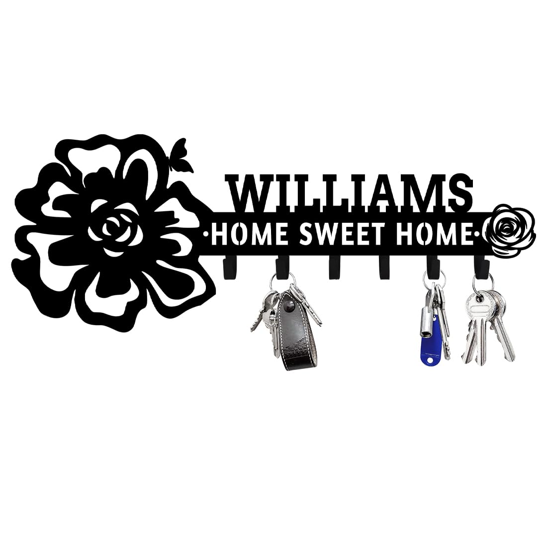 MHJUFGD Personalised Key Holder for Wall Custom Name Wall Mounted Key Hooks for Kitchen Entryway Hallway Sweet Home Decor Wedding Housewarming Gifts for Couple Family (Style 12)