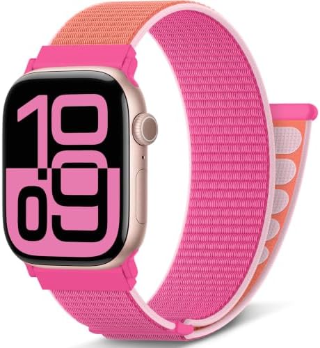 AMSKY Nylon Sport Loop Band Kompatibel mit Apple Watch Armband | Series 12 11 10 9 8 7 6 5 4, SE Ultra 4 3 2 1, Sportarmband für iWatch 44mm 46mm 40mm 42mm 45mm 41mm 38mm 49mm, Gra
