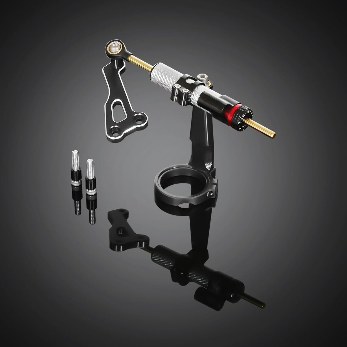 Monkey125 Steering Damper Stabilizer & Mounting Bracket Grip Compatible With MONKEY 125 2018-2024 3D CNC Motorcycle Accessories Handlebar Damper (Black)