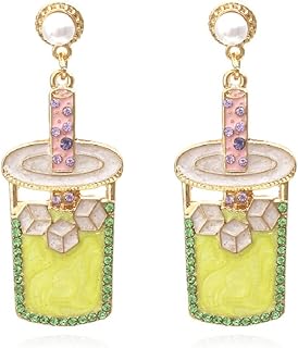 Fruit Juice Earrings for Women, Boba Bubble Tea Earrings for Girls, Funny Fruit Juice Drink Cup Dangle Earrings Hypoallergenic, Milk Tea Cup Drop Earrings, Drink Bottle Earrings Studs, Drinks Jewelry Gifts Funny Earrings