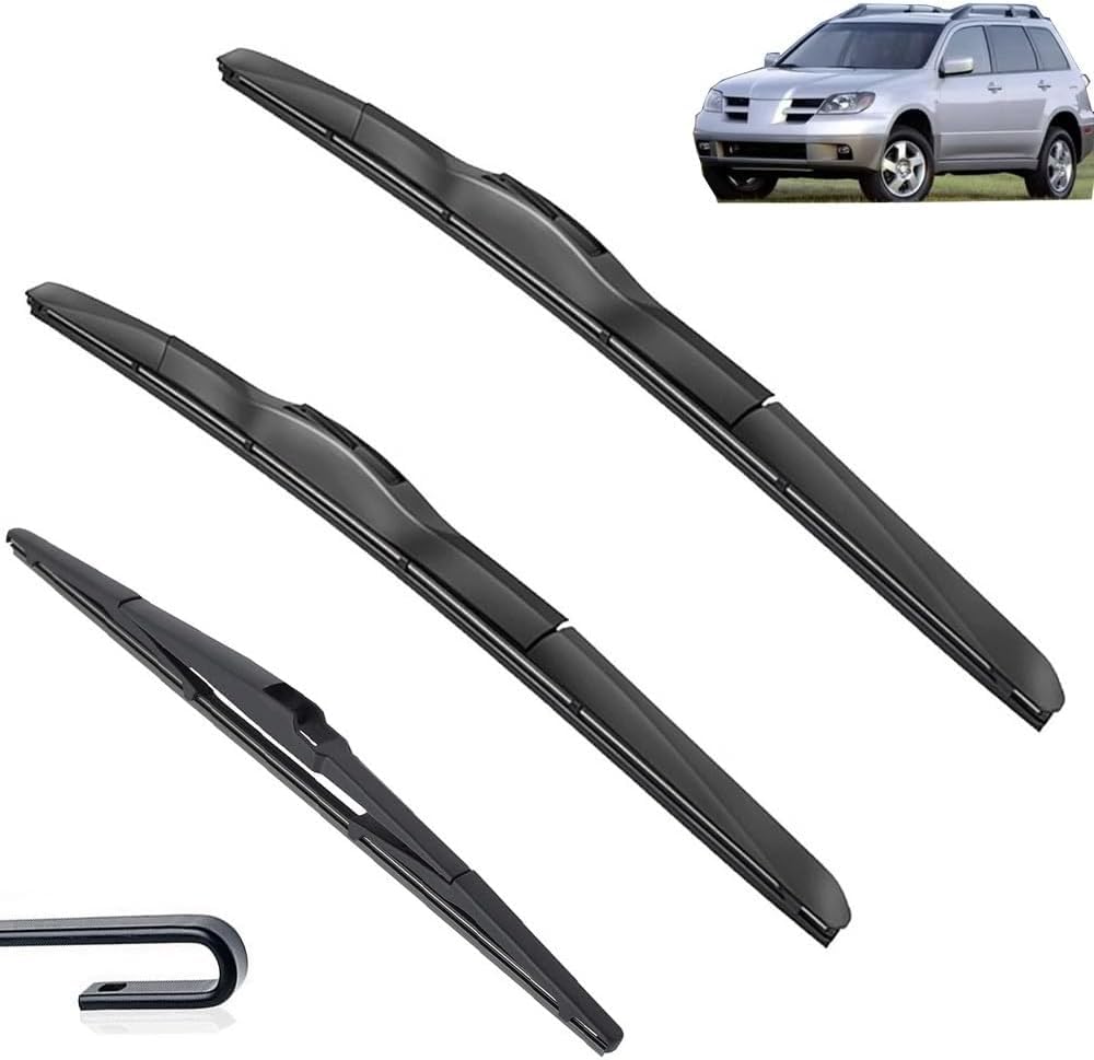 Acwyahso Wiper Blades Front Rear Set for Mitsubishi Outlander MK1 2003-2007 22"+19"+14" - All-Weather Performance