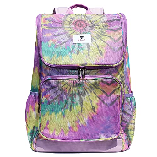 ESVAN Original Print Mesh Backpack Clear Bag See through Pack for Travel Beach Gym Multi-Purpose Women Men