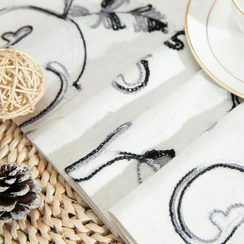 VOGOL Faux Linen Vines Embroidered Valance, Window Decorative Valances for Kitchen Bedroom, Rod Pocket, 52 x 18 Inch, Grey - Thumbnail 7