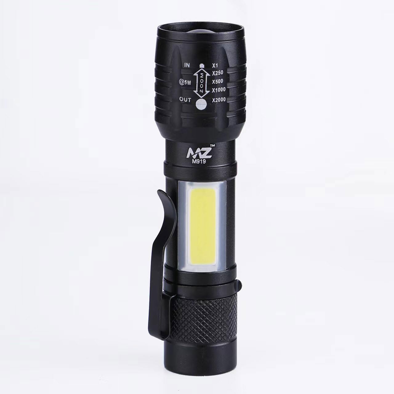 MZ M919 Zoomable Metal LED Torch - Black | with Emergency SOS