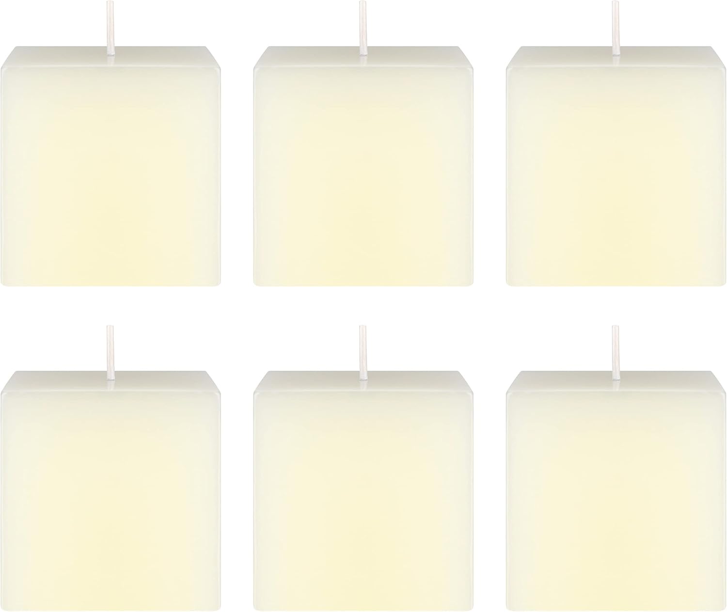 Mega Candles 6 pcs Unscented Solid Square Ivory Pillar Candles, Hand Poured Premium Wax Candle 3 Inch x 3 Inch, Home Décor, Wedding Centerpieces, Occasions, Events, Festivities, Holidays, Altar