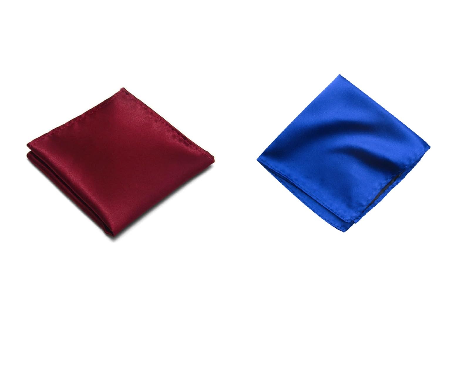 Men's Pocket Square Set – Maroon & Royal Blue (Pack of 2) | 10x10 inch Satin Handkerchief for Suit, Sherwani, Tuxedo, Blazer-image-4