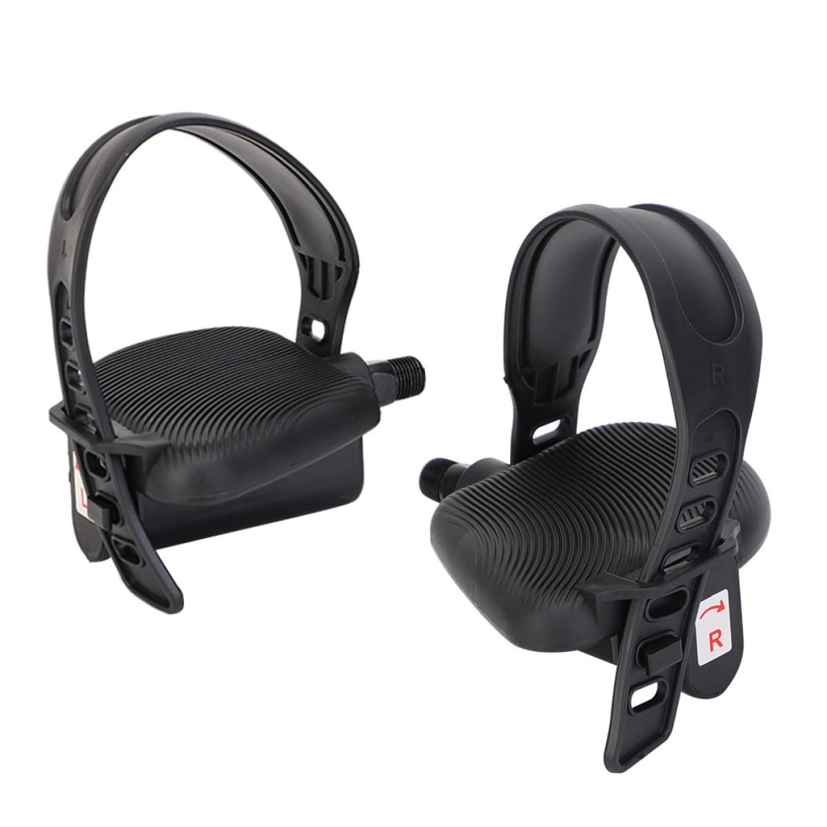 Cabilock Pédales de Vélo de Rechange Paire de Pédales Noires Résistantes Sangles en Caoutchouc Réglables et Design Antidérapant, Accessoires pour Vélo Extérieur
