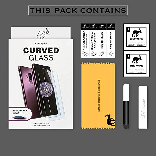Image of Saola UV Curved Tempered Glass For Samsung S10+ With Full Glued Edges & Free One Minute Installation Kit Full screen Coverage. Free Replacement If Received Damaged.