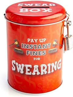 Swearing Fines Money Tin Coin Bank, Grey