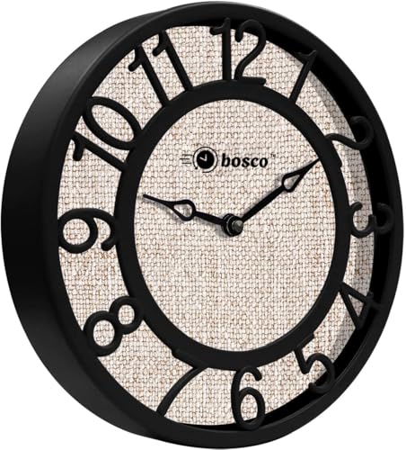 Image of Bosco Modern Non Ticking Silent, with Black Decorative Frame, 20 CM Table Cum Round Wall Clock for Home, Living Room, Bedroom, Office and Kitchen | BWC-1207