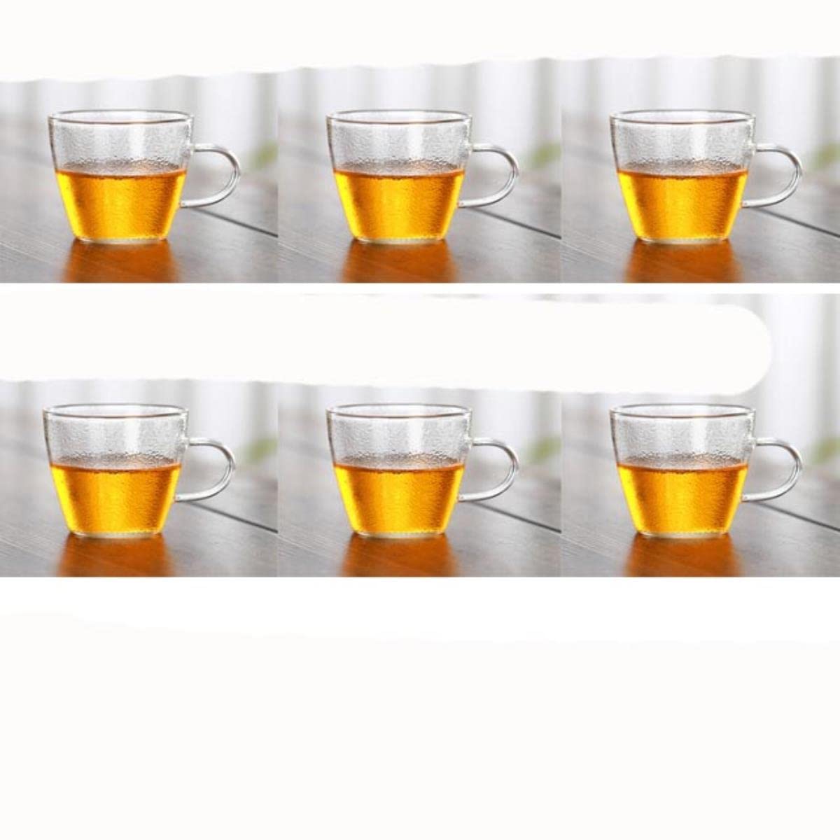 6 pièces 120ML tasse en verre transparent tasse à thé ensemble de 6 vaisselle avec poignée style chinois tasses café lait eau boisson verres chaud-transparent 6 pièces