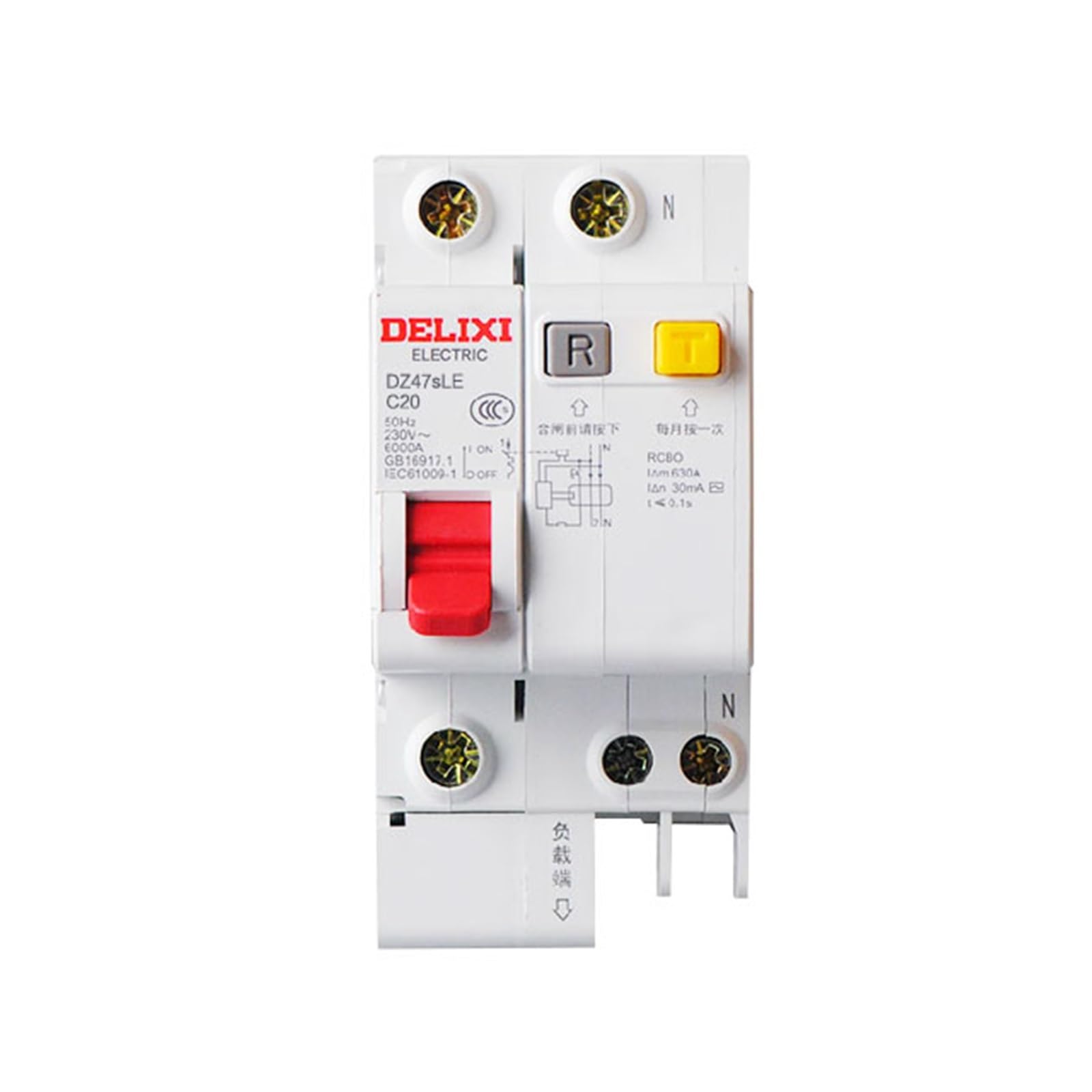 Disjoncteur DZ47sLE 1P+N 20A avec protection différentielle contre les fuites de courant