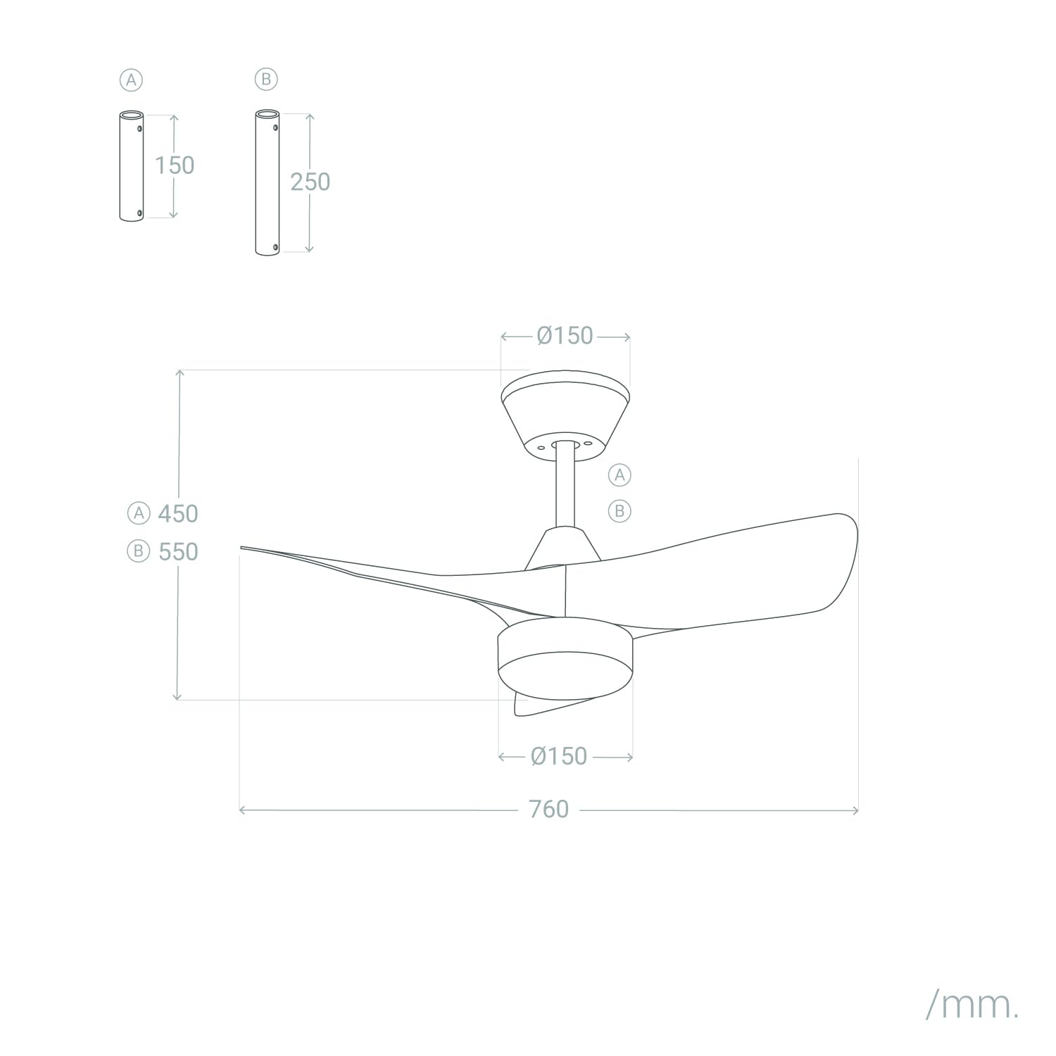 LEDKIA LIGHTING Ventilador de Techo con luz Silencioso DC Ventos Blanco Mando a Distancia Pequeña (hasta 10 m²) 76 cm Blanco